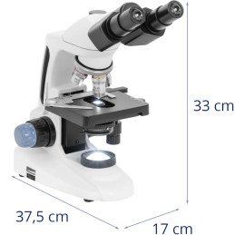 
Mokyklinis optinis mikroskopas su LED apšvietimu, padidinimas 40-1000x
