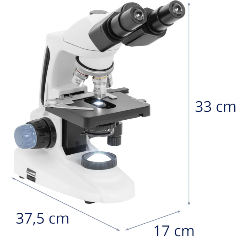 Mokyklinis optinis mikroskopas su LED apšvietimu, padidinimas 40-1000x