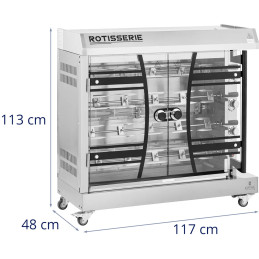 
Dujinis kepsnys vištienos kepsnys propanas-butanas 4 iešmeliai 16,5 kW
