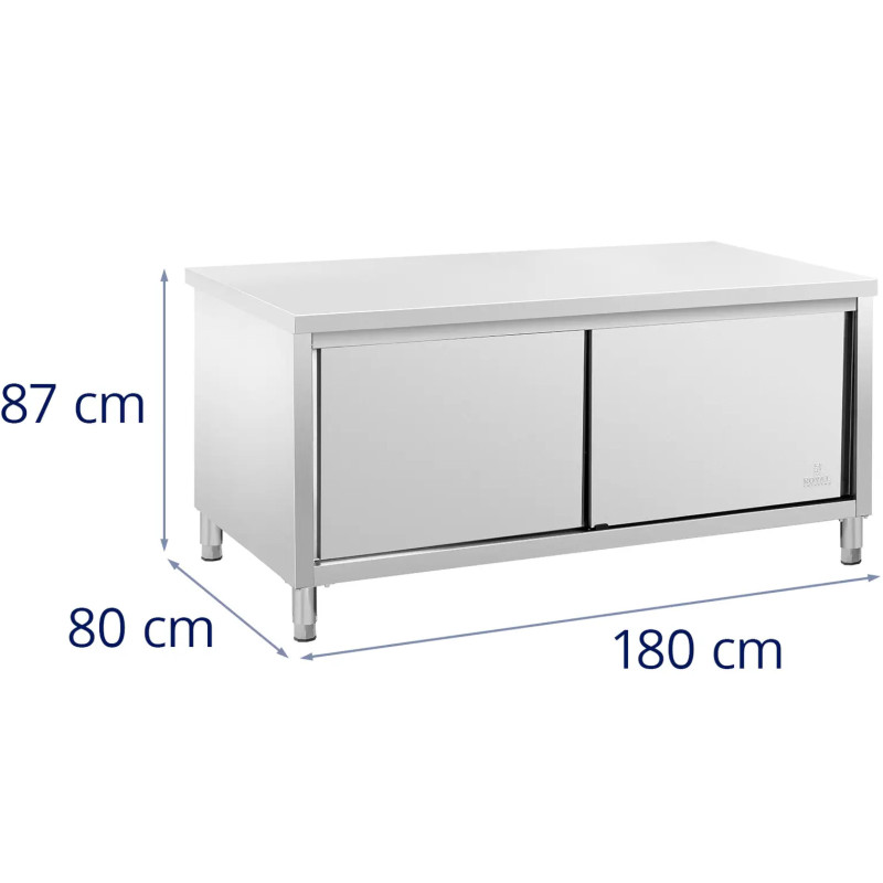 Gastronominis stalas su stumdomų durų spintele 180 x 80 x 87 cm iki 500 kg