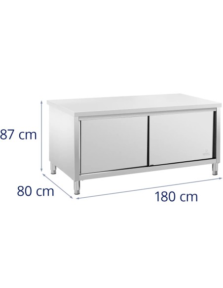 Gastronominis stalas su stumdomų durų spintele 180 x 80 x 87 cm iki 500 kg
 
Gastronominis stalas su stumdomų durų spintele 180 x 80 x 87 cm iki 500 kg