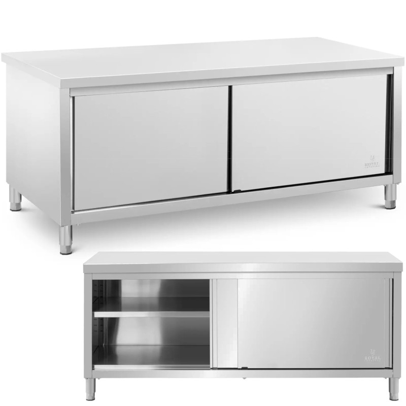 
Gastronominis stalas su stumdomų durų spintele 200 x 80 x 87 cm iki 500 kg
