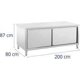 
Gastronominis stalas su stumdomų durų spintele 200 x 80 x 87 cm iki 500 kg
