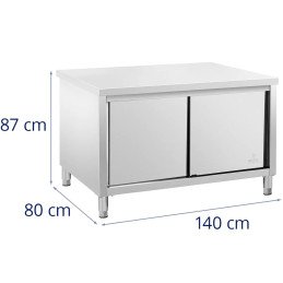 
Gastronominis stalas su stumdomų durų spintele 140 x 80 x 87 cm iki 500 kg
