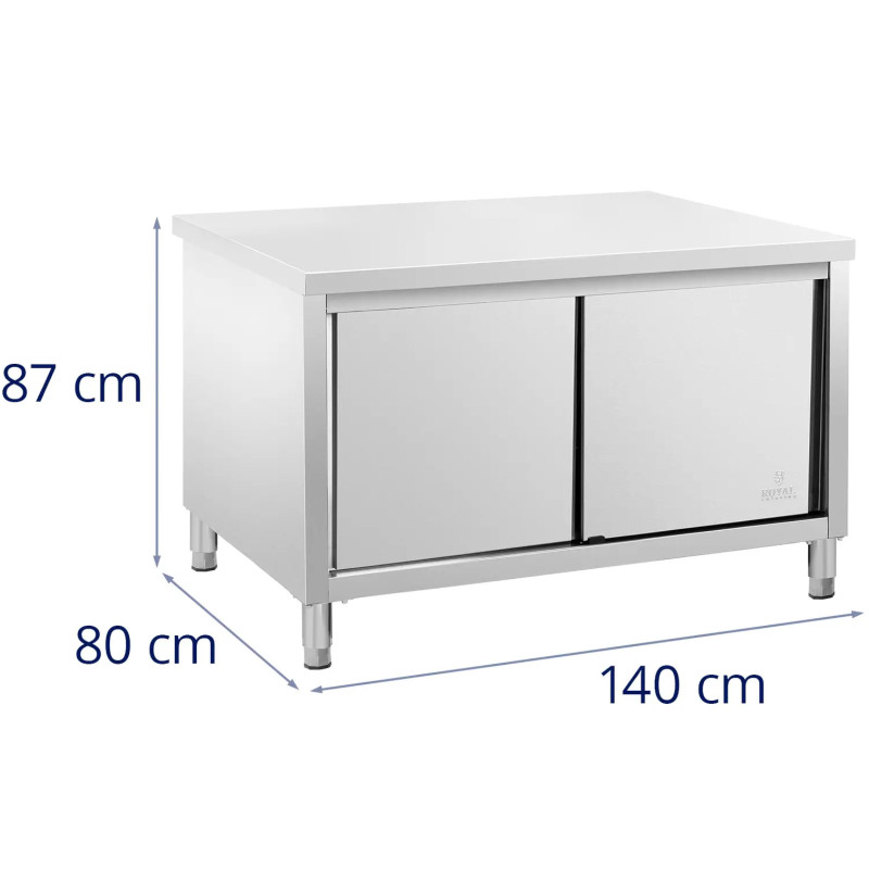Gastronominis stalas su stumdomų durų spintele 140 x 80 x 87 cm iki 500 kg
