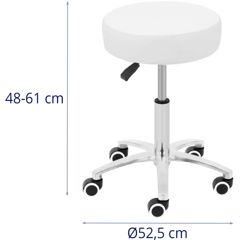 Kosmetinė taburetė ant ratų iki 120 kg COMO - balta