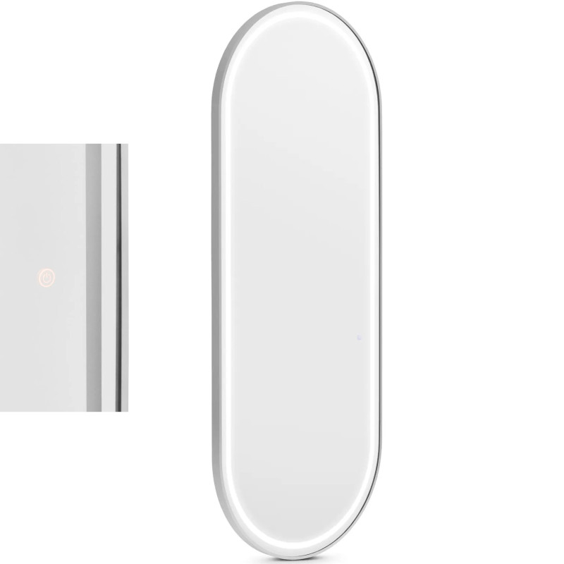 
Konsolinis kirpyklos konsolinis veidrodis su LED apšvietimu ovalus 180 x 70 cm - sidabrinis
