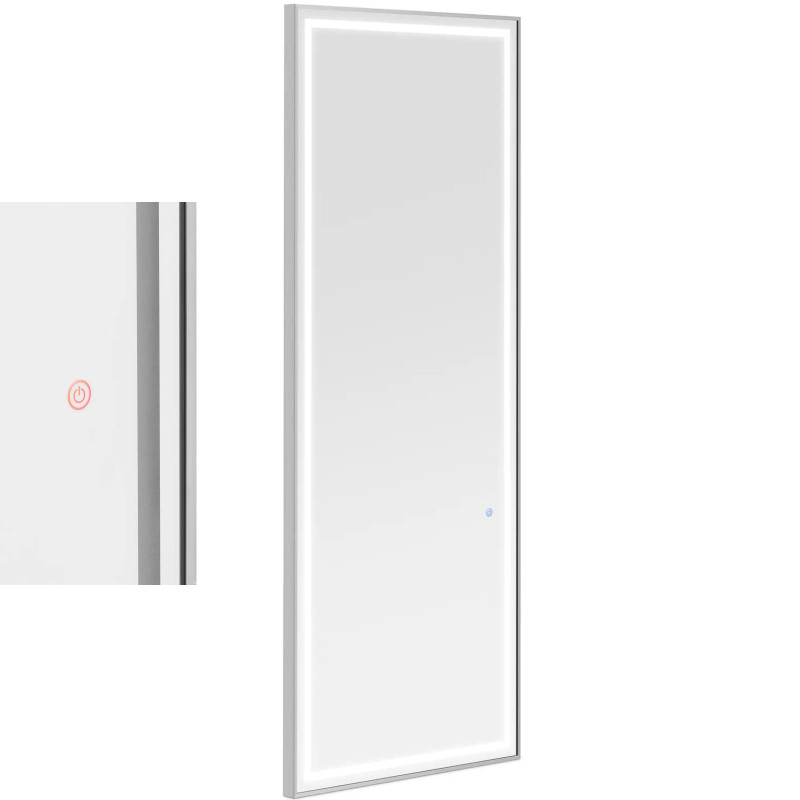
Konsolinis kirpyklos konsolinis veidrodis su LED apšvietimu stačiakampis 180 x 70 cm - sidabrinis
