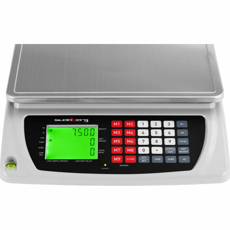 LCD komercinės svarstyklės 33,5 x 23 cm 7,5 kg / 0,6 g
