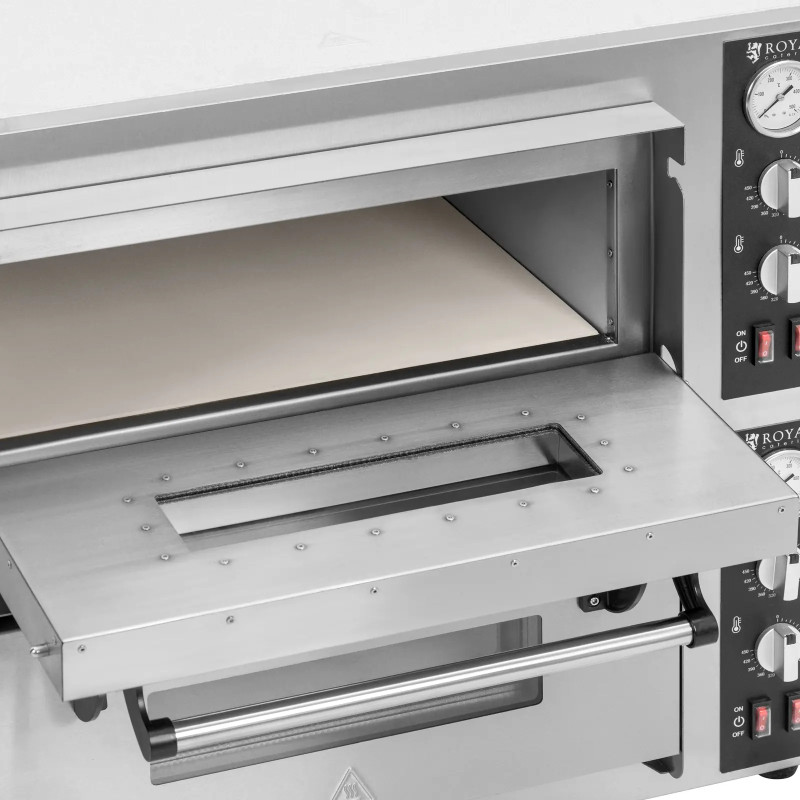 Dviejų kamerų picos krosnis su šamoto akmeniu 8 picoms, skersmuo 25cm 8400W