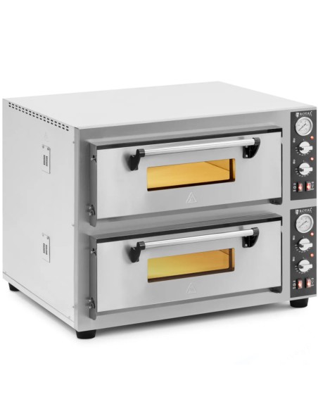 
Dviejų kamerų picos krosnis su šamotiniais akmenimis 8 picoms, 30 cm skersmens, 8400 W
