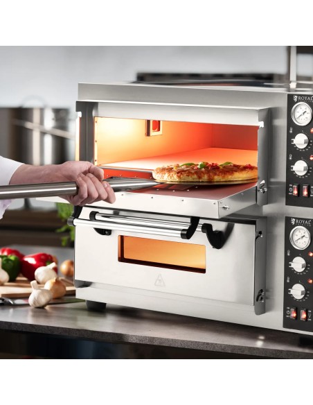 
Dviejų kamerų picos krosnis su šamotiniais akmenimis 8 picoms, 30 cm skersmens, 8400 W
