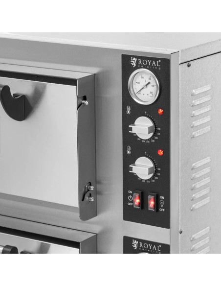 
Dviejų kamerų picos krosnis su šamotiniais akmenimis 8 picoms, 30 cm skersmens, 8400 W
