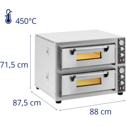
Dviejų kamerų picos krosnis su šamotiniais akmenimis 8 picoms, 30 cm skersmens, 8400 W
