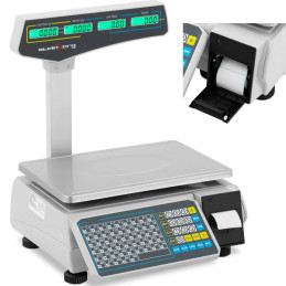 
Prekybos parduotuvės svarstyklės su LCD etikečių spausdintuvu 30 kg / 15 g
