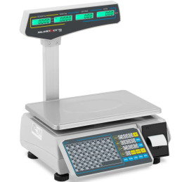 
Prekybos parduotuvės svarstyklės su LCD etikečių spausdintuvu 30 kg / 15 g
