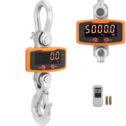 
Kablio svarstyklės pakabinamos sandėlio svarstyklės su LED nuotolinio valdymo pulteliu 5000 kg / 2 kg
