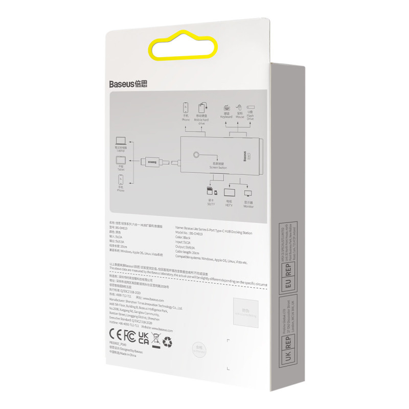 „Lite“ serijos daugiafunkcis HUB USB-C 2 x USB 3.0 USB-C HDMI 1.4 SD-TF juodas