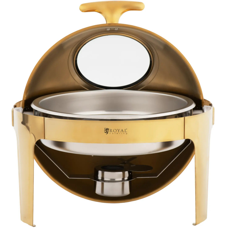 
Apvalus bain-marie švediško stalo šildytuvas makaronų patiekalams su ritininiu dangteliu 6 l - auksinis
