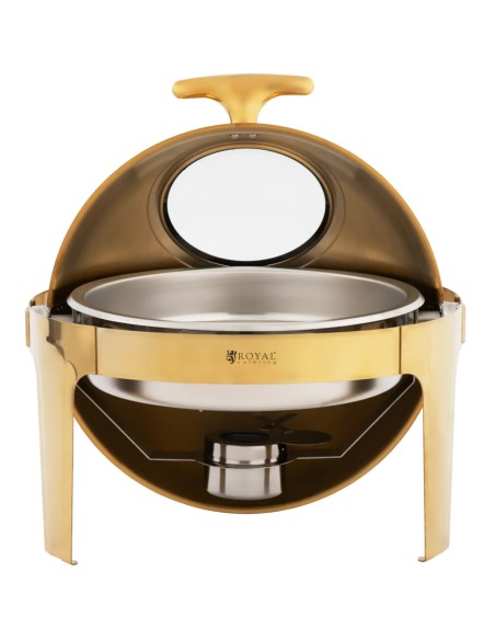 
Apvalus bain-marie švediško stalo šildytuvas makaronų patiekalams su ritininiu dangteliu 6 l - auksinis
