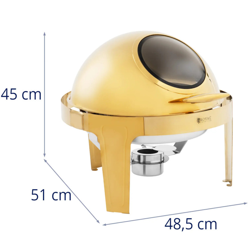 
Apvalus bain-marie švediško stalo šildytuvas makaronų patiekalams su ritininiu dangteliu 6 l - auksinis
