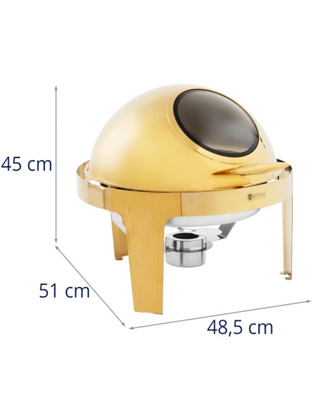 
Apvalus bain-marie švediško stalo šildytuvas makaronų patiekalams su ritininiu dangteliu 6 l - auksinis

