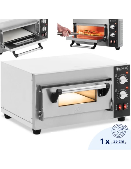 
Elektrinė picos krosnelė su šamotiniu akmeniu 1 picai, skersmuo 35cm 2000W
