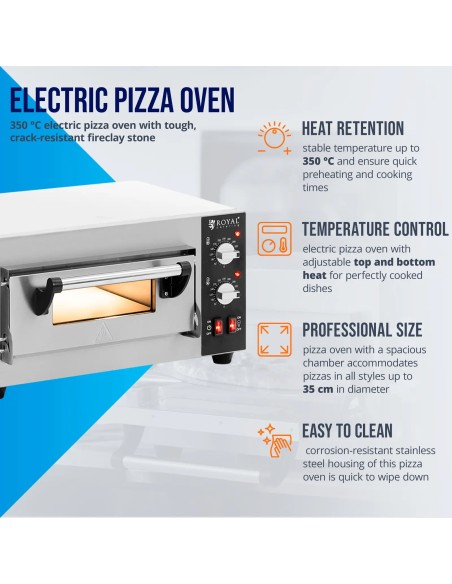 
Elektrinė picos krosnelė su šamotiniu akmeniu 1 picai, skersmuo 35cm 2000W
