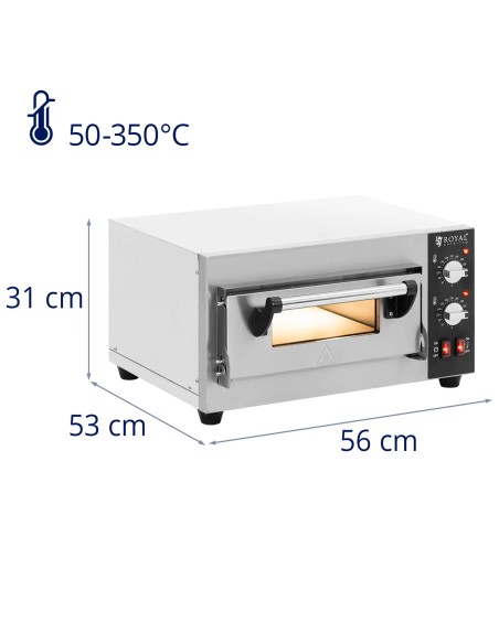 
Elektrinė picos krosnelė su šamotiniu akmeniu 1 picai, skersmuo 35cm 2000W
