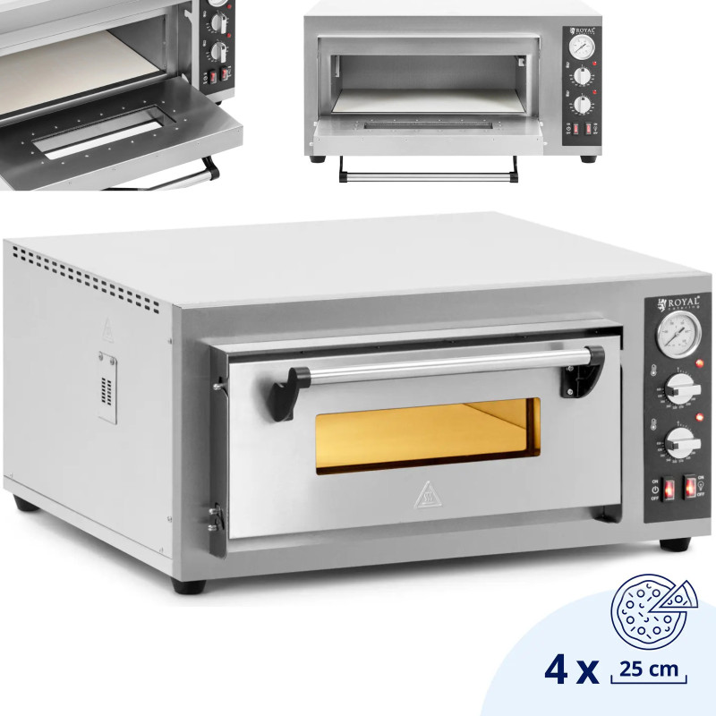 
Elektrinė picų krosnelė su šamoto akmeniu 4 picoms skersmuo 25cm 4200W
