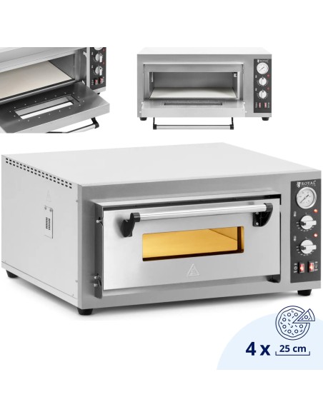 
Elektrinė picų krosnelė su šamoto akmeniu 4 picoms skersmuo 25cm 4200W
