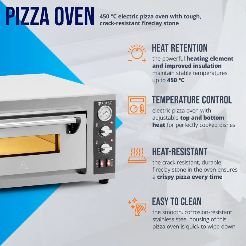 
Elektrinė picų krosnelė su šamoto akmeniu 4 picoms skersmuo 25cm 4200W
