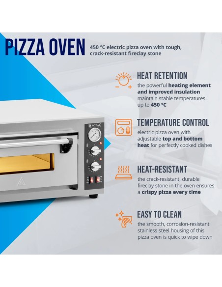 
Elektrinė picų krosnelė su šamoto akmeniu 4 picoms skersmuo 25cm 4200W
