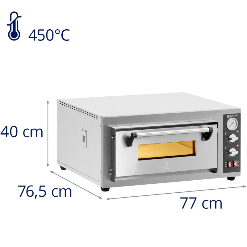 
Elektrinė picų krosnelė su šamoto akmeniu 4 picoms skersmuo 25cm 4200W
