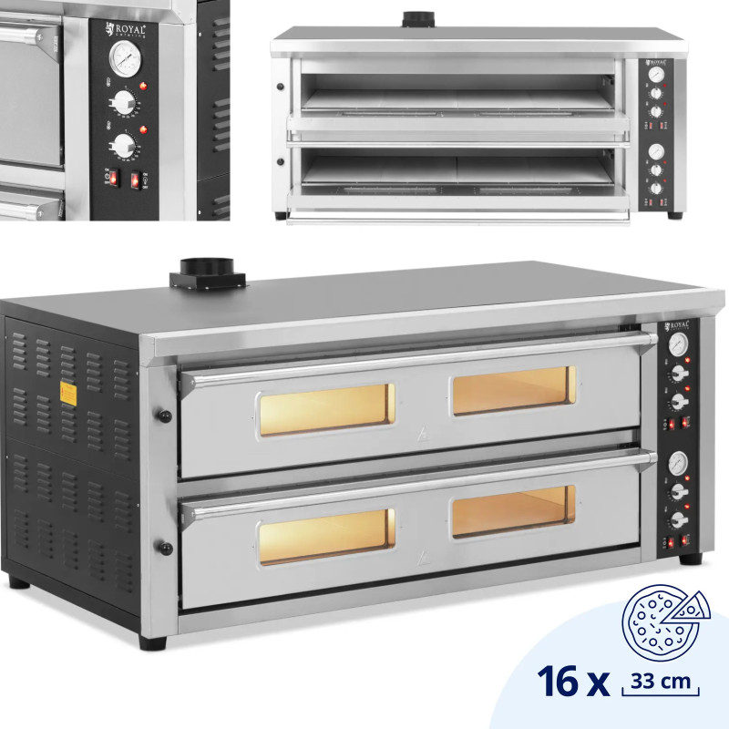 
Dviguba picos krosnelė su šamotu 16 picų, skersmuo 33cm 400V 16800W
