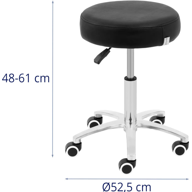 Kosmetinė taburetė ant ratukų iki 120 kg COMO - juoda