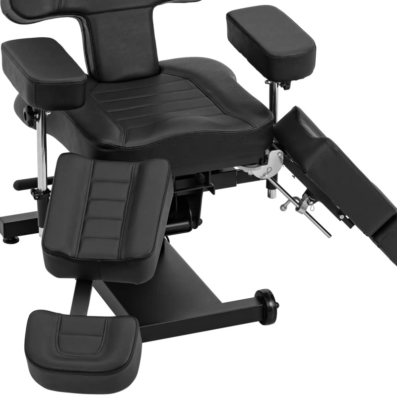 Reguliuojama tattoo kosmetinė kėdė su pedalu iki 300 kg - juoda