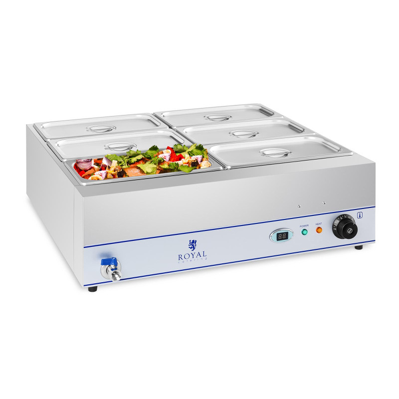 Bain marie vandens šildytuvas su čiaupu 6 x GN 1/3 2000W 230V Royal Catering