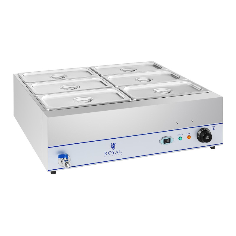 Bain marie vandens šildytuvas su čiaupu 6 x GN 1/3 2000W 230V Royal Catering