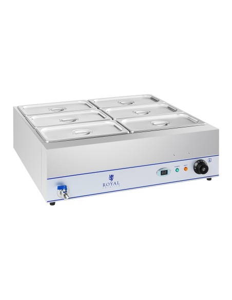 Bain marie vandens šildytuvas su čiaupu 6 x GN 1/3 2000W 230V Royal Catering Bain marie vandens šildytuvas su čiaupu 6 x GN 1/3 2000W 230V Royal Catering