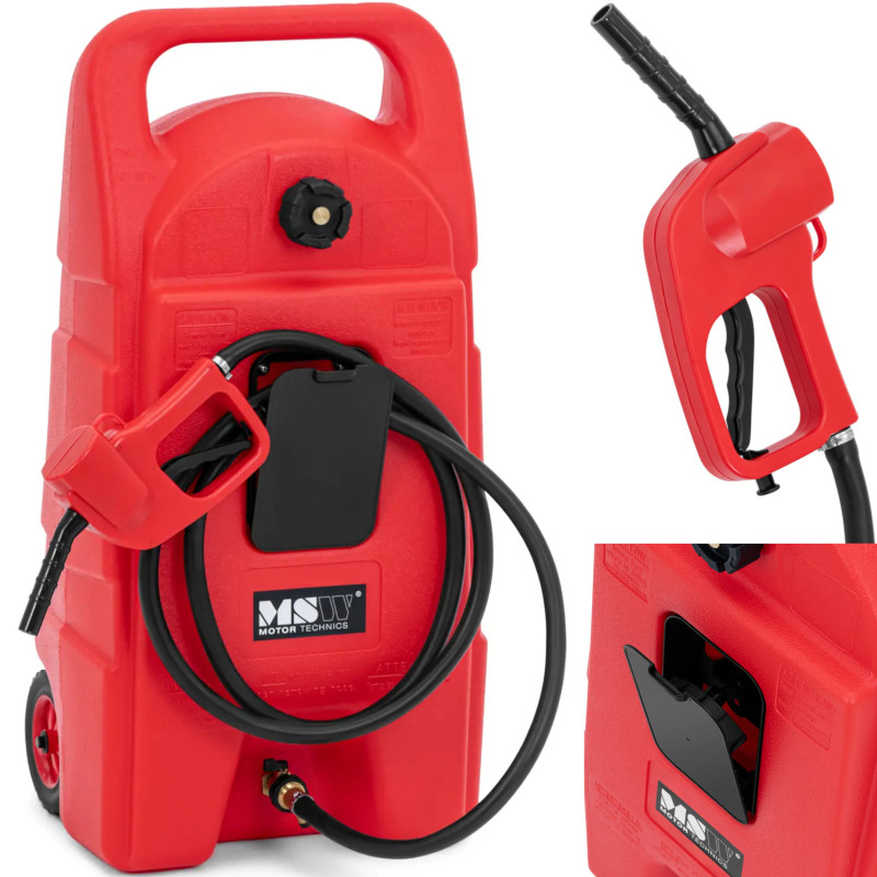
Nešiojamas kuro bako kanistras su pylimu ant ratų 7,5 l/ min 53 l
