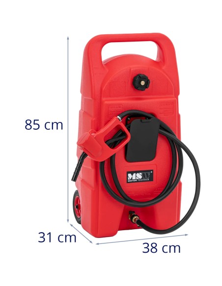 
Nešiojamas kuro bako kanistras su pylimu ant ratų 7,5 l/ min 53 l
