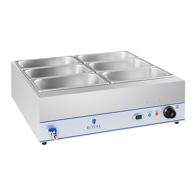 Bain marie vandens šildytuvas su čiaupu 6 x GN 1/3 2000W 230V Royal Catering