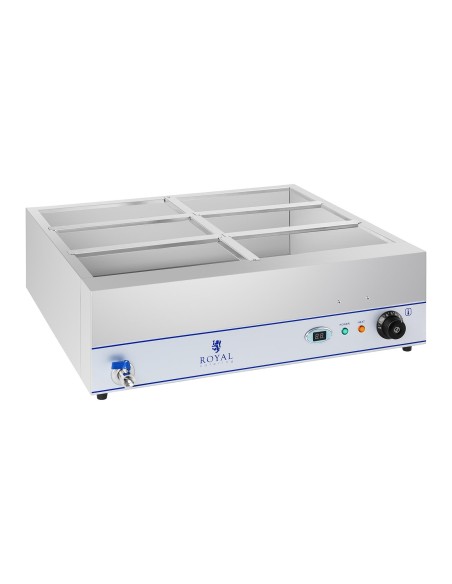 Bain marie vandens šildytuvas su čiaupu 6 x GN 1/3 2000W 230V Royal Catering Bain marie vandens šildytuvas su čiaupu 6 x GN 1/3 2000W 230V Royal Catering