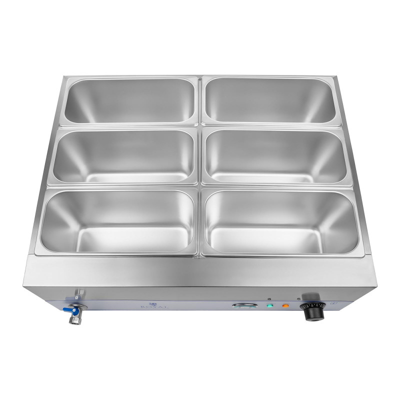 Bain marie vandens šildytuvas su čiaupu 6 x GN 1/3 2000W 230V Royal Catering