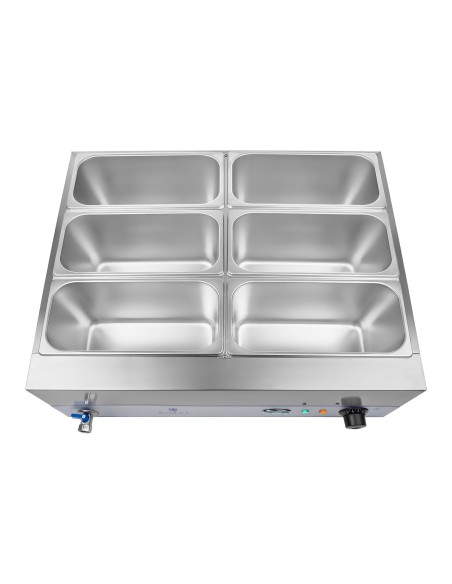 Bain marie vandens šildytuvas su čiaupu 6 x GN 1/3 2000W 230V Royal Catering Bain marie vandens šildytuvas su čiaupu 6 x GN 1/3 2000W 230V Royal Catering