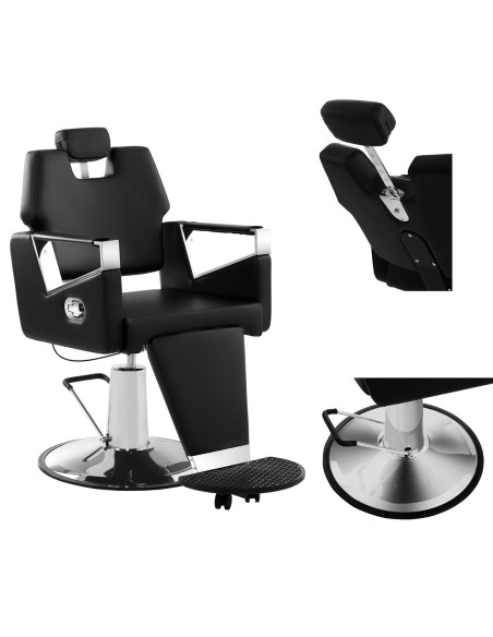 Profesionali kirpėjo kėdė su atrama kojoms TURIN Physa juoda