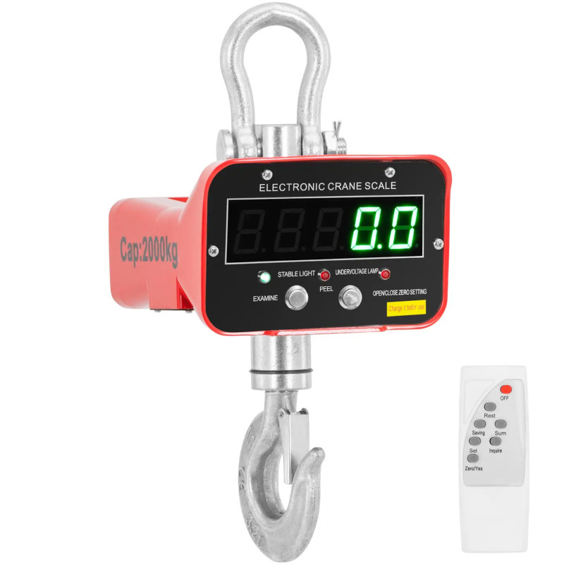 
Pakabinamos kablio svarstyklės su LED nuotolinio valdymo pulteliu 2000 kg / 1 kg
