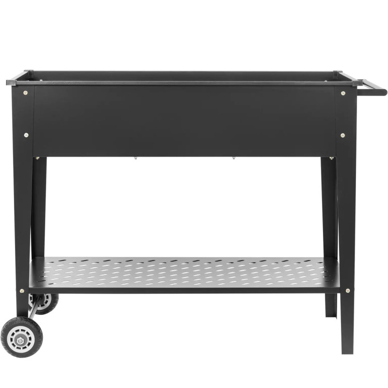 Metalinis sodo gėlių vazono vežimėlis gėlėms ir žolelėms su lentyna 100 x 50 x 79 cm