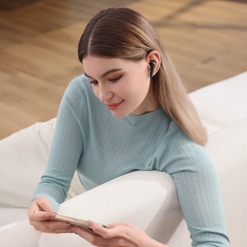 Bowie E12 Bluetooth 5.3 USB A/ C belaidės ausinės – juodos